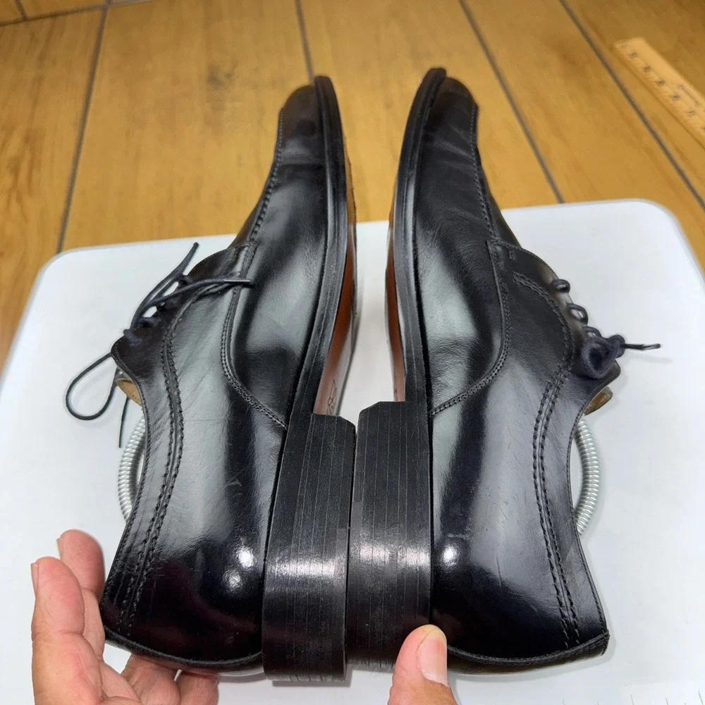 Johnston & Murphy Signature Black Leather Moc Toe Derby Shoes Italy Size 8 M